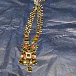 Gold and Orange Statement Necklace